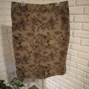 Eddie Bauer Ladies Straight Fit Size 10 Tan & Brown Jean Skirt